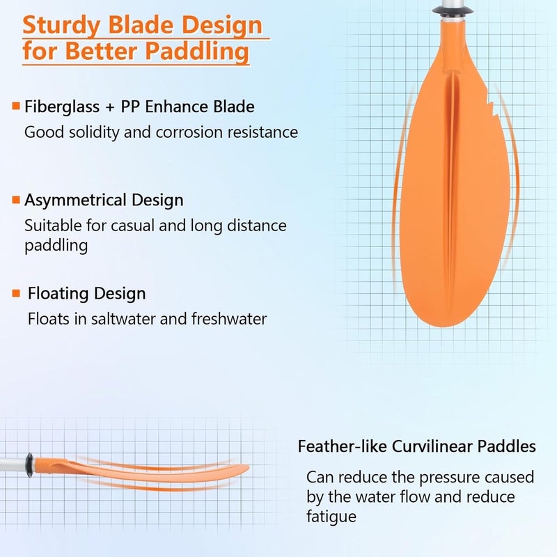 DEDU Kayak Paddle, Boat Paddle 88in 4 Piece Fishing Kayak Paddle, Kayak Oars Paddles Adjustable Lightweight Detachable Aluminum Alloy Shaft with Paddle Leash for Adult - Image 5